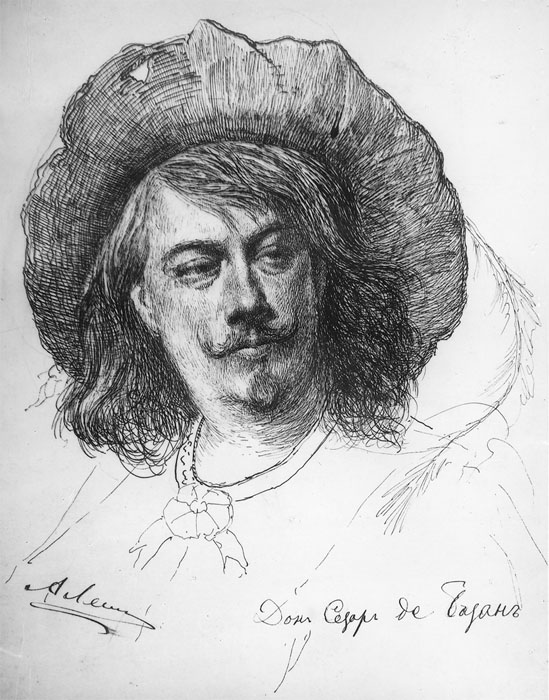 Рис. А.П. Ленского. Дон Сезар де Базан (грим). 1880.
